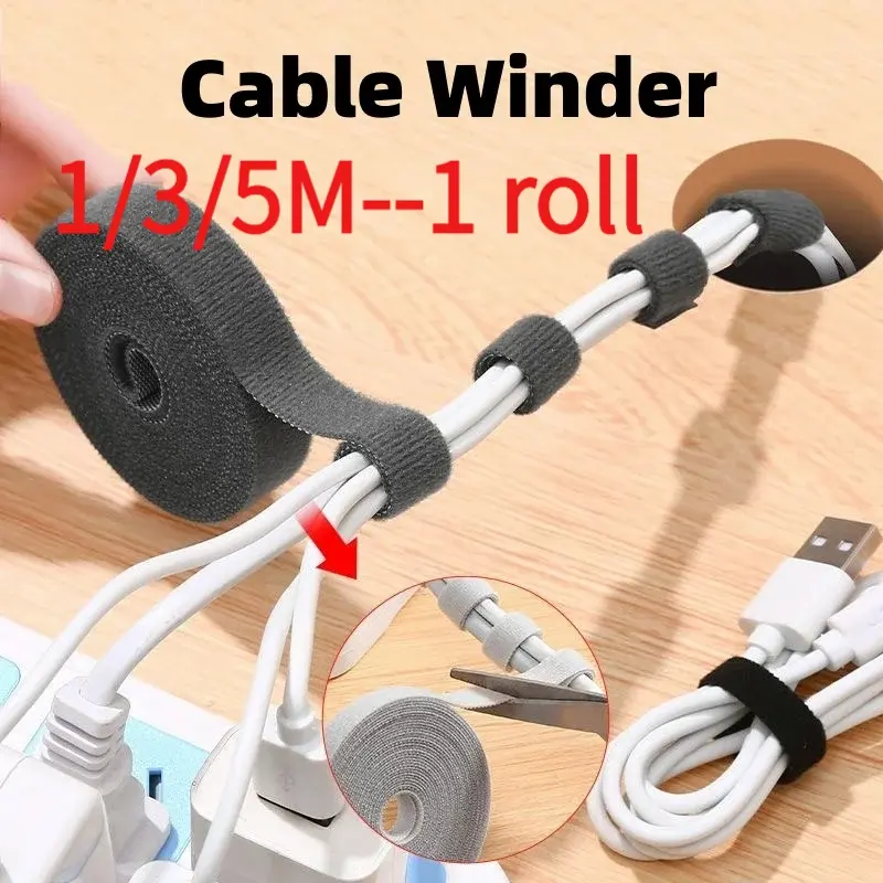 1/3/5 meter per roll cable organizer, cable desktop management, reusable winding straps, headphones, mouse cables, zip ties