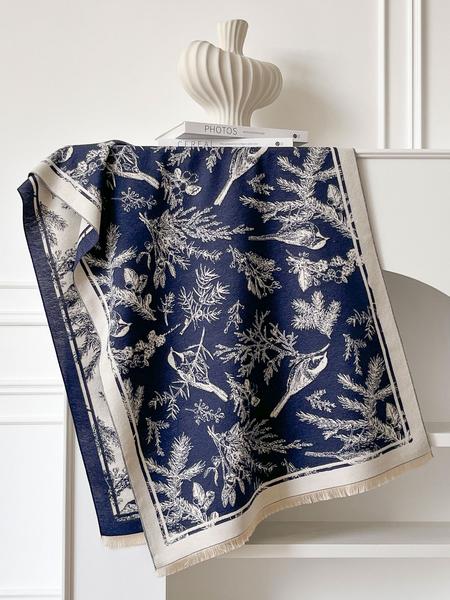 Women's Winter, Loose Fit Floral Pattern Shawl, Casual Loose-Fit Design, Thick Woven Fabric, Warm & Soft, Perfect for All Seasons, Elegant Fashion Accessory