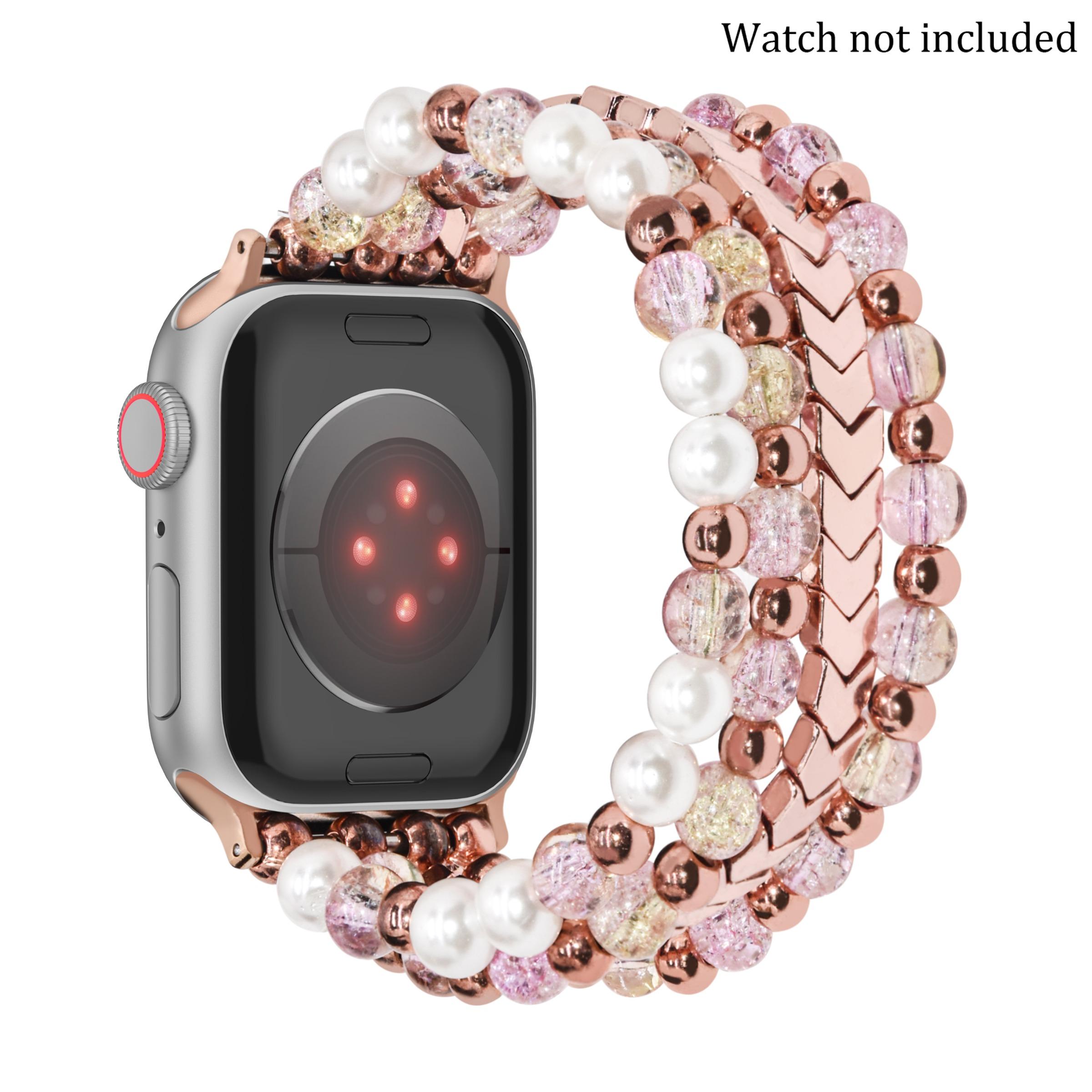 Fashion Glass Bead Bracelet Watch Band (Band Only), 1 Count Fashion Smart Watch Band for Apple Watch Series 9/8/7/SE/6/5/4/3/2/1