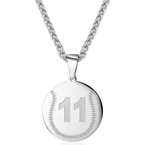 Baseball Number Necklace, 0-99 Jersey Baseball Pendant Necklace  Men & Women - 24 Inch (22’’ + 2’’ Adjustable)