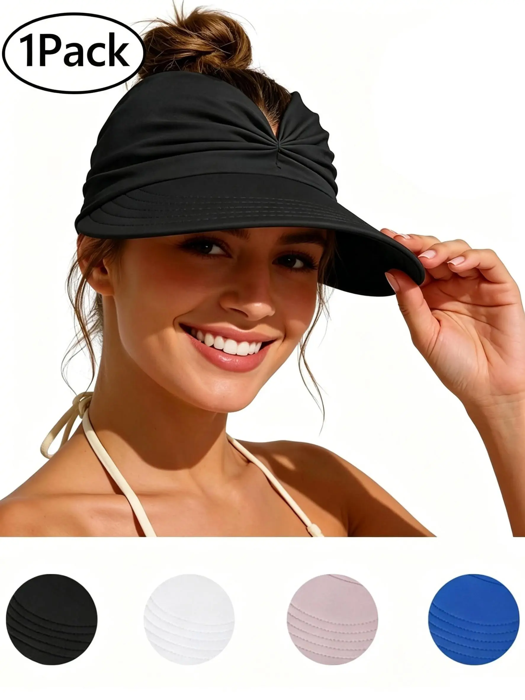 Women's Solid-Color Sun Visor, Casual Outdoor Sun-Protection Hat for Women and Girls, Fashion Accessories for Daily Wear, Lightweight Sun Hat, Fashion Matching Hat