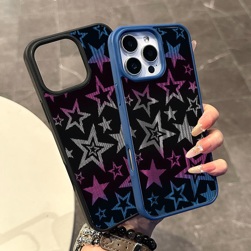 Chic Magnetic Case for iPhone11/12/13/14/15/16/17/promax Gradient Star Pattern MagSafe Ready, Anti-Slip, Ultra Thin | Aesthetic Touch for Daily Use