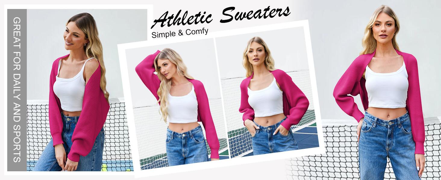 Women's Bolero Shrug Sweater 2025 Knitted Long Sleeve Open Front Cropped Cardigan Shrugs Sweaters Y2K Tops
