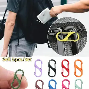 5pcs/set Multiple Quantity Anti-Theft Security Clips, Backpack Zipper Lock Set, Durable Easy-Pull Buckles for Bags, Ideal for Outdoor, Beach, School Use, Travel Accessories,Random Color Mix, Dual-Sided, Hanging Style, With Buckle Ring