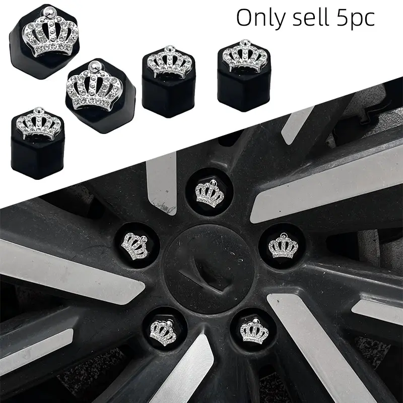 Car Wheel Nut Covers Set, 5 Pieces Crown Design, Sizes 15/17/19mm, Tire Screw Protector, HUB Cap Decoration, Car Accessories Decor, Car Parts