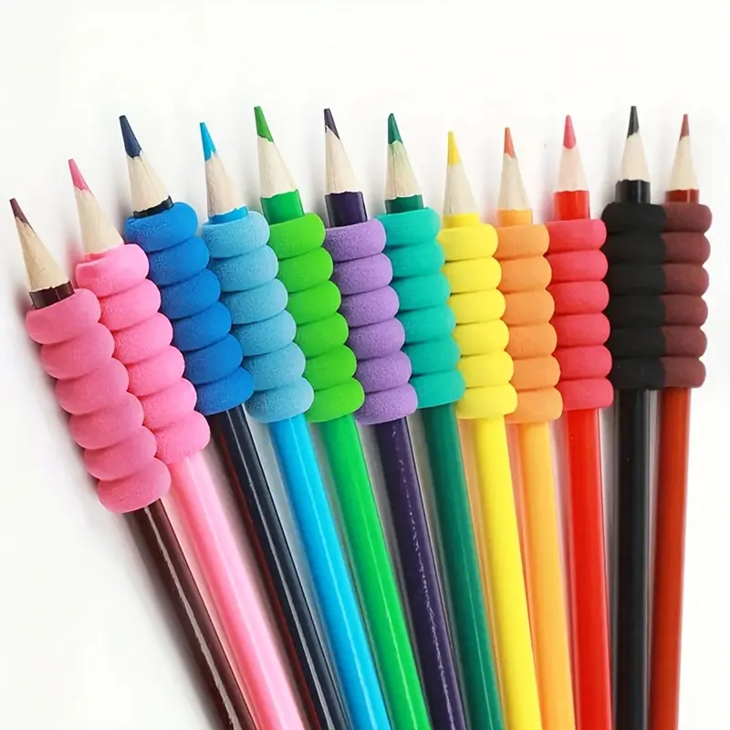 10pcs Random Colors Sponge Pencil Grips, Non-slip Pencil Sleeve Accessories, Soft Foam Pen Holders, Sponge Pencil Stands, Relieve Finger Fatigue, Suitable for Students and Adults, School Supplies, Office Supplies