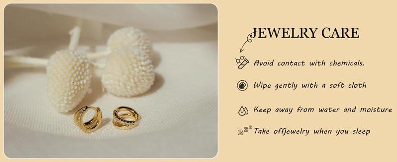 HavenThread Gold Hoop Earrings for Women 14K Gold Plated Huggie Hoop Earrings with Cubic Zirconia Hypoallergenic Design for Daily Wear & Gifts