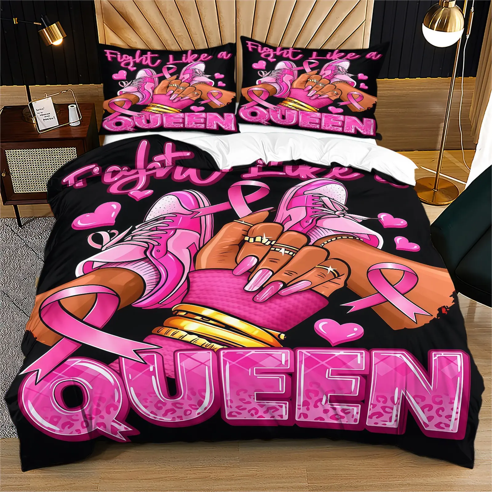 Fight Like a Queen Quilt Cover Set, Soft And Comfortable Bedding Set (1 Quilt Cover + 1/2 Pillowcase, No Filler), Suitable For Teenagers And Adults, Guest Rooms, Dormitories, Master Bedroom Scenes