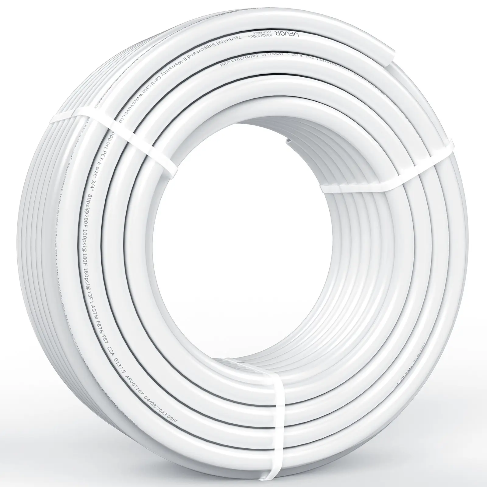 【Summerfinds】VEVOR 3/4" PEX-B Flexible Tubing, 100ft Potable Lines Pipe for Hot/Cold Water Plumbing Applications, Includes Free Cutter & Clamps, White