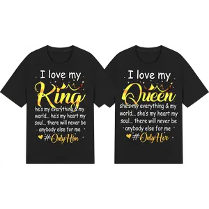 I Love My King Queen Couple Matching Shirt Graphic Couple Hoodies Casual Fleece Fabric Pullover for Women for Men, Menswear Cotton Unisex Apparel Day