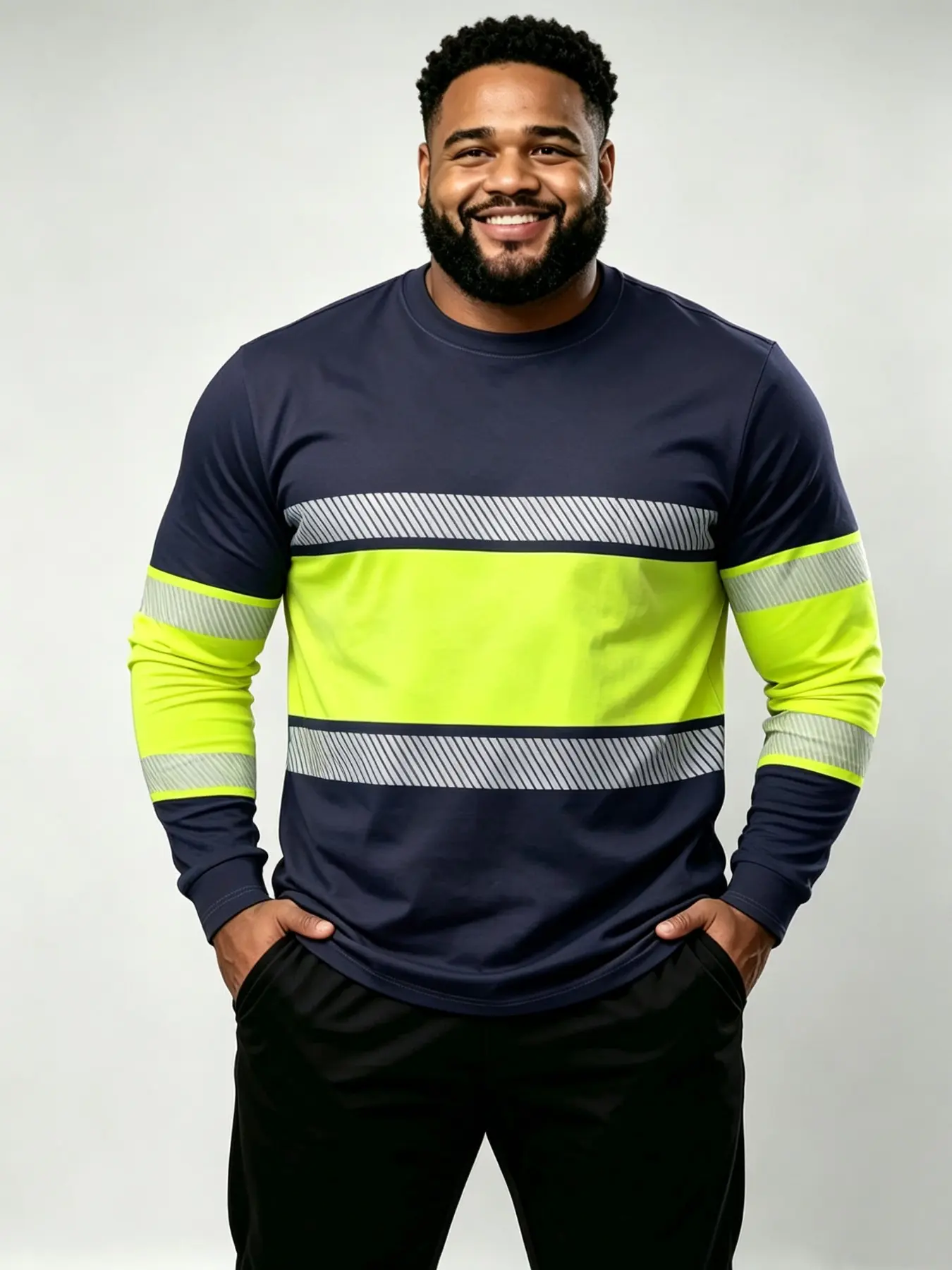 Men's Casual Long Sleeve T-Shirt, 3D Neon and Print, Breathable Fabric, Round Neck, Outdoor Shirt