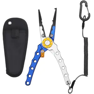 Aluminum Fishing Pliers Saltwater Freshwater 7.75 Inch Fishing Hook Remover Fishing Line Cutting Split Ring Fishing Tools with Sheath and Lanyard Gear