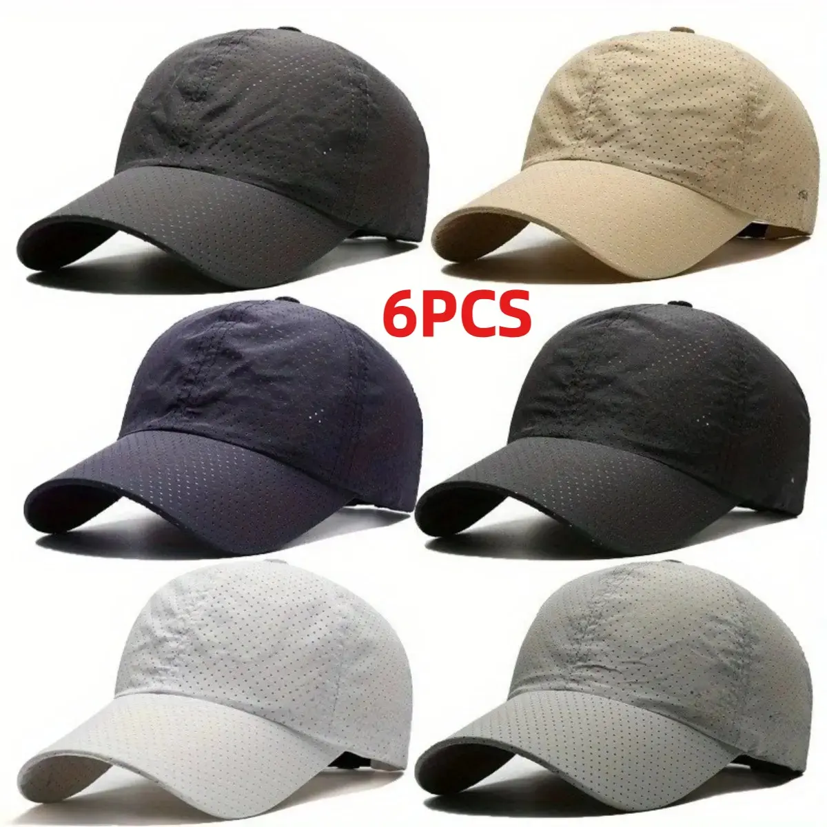 6PCS Unisex Quick-Dry Breathable Lightweight Duckbill Baseball Hats - Sunshade Hat for Running, Golf, Performance Fishing, Lightweight Golf Hat, Performance Fishing Hats
