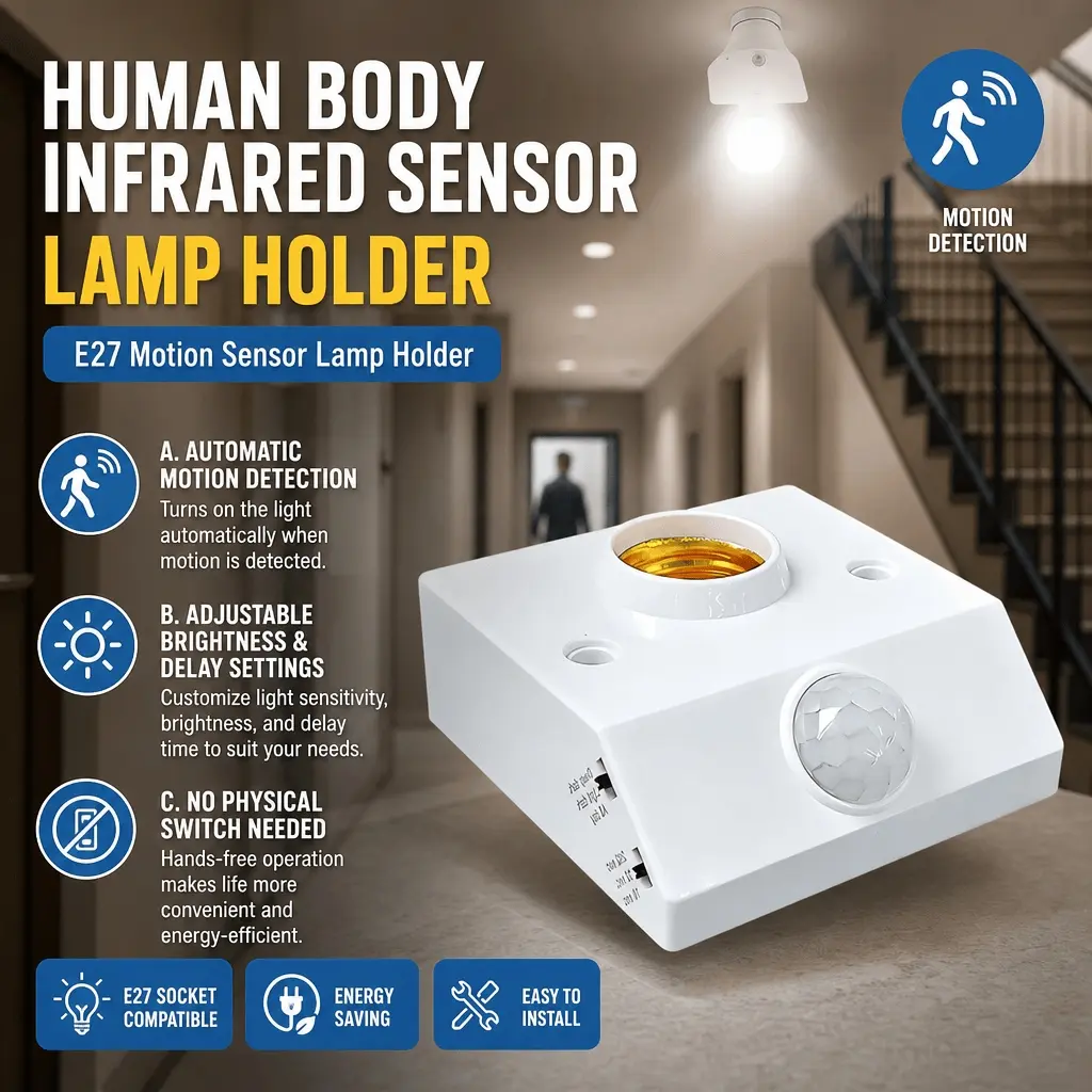 1PC Human Body Infrared Sensor, Adjustable, 86 mm, for Indoor or Outdoor Lighting, Home Office, Motion Sensor