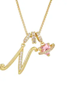 Women's Initial Heart Necklace, Cubic Zirconia Pendant, Letter Diamond Fashion Jewelry, Perfect for Christmas, Birthday, Anniversary
