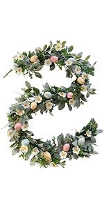 16 Inch Easter Mesh Deco Bunny Wreath with Eggs and Carrots for Front Door, Spring Pink and Blue Ribbon Easter Wreath for Spring, Rustic and Farmhouse Ribbon for Home Decor