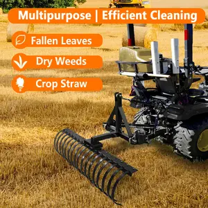 49 Inch Heavy Duty Landscape Rake 17/18 Tines 2 Inch Receiver 48 Inch CAT 0/1 Scarifier Pull Behind Tool for Lawn Tractor ATV and UTV Great for Dethatching Pine Straw Grass and Leaves