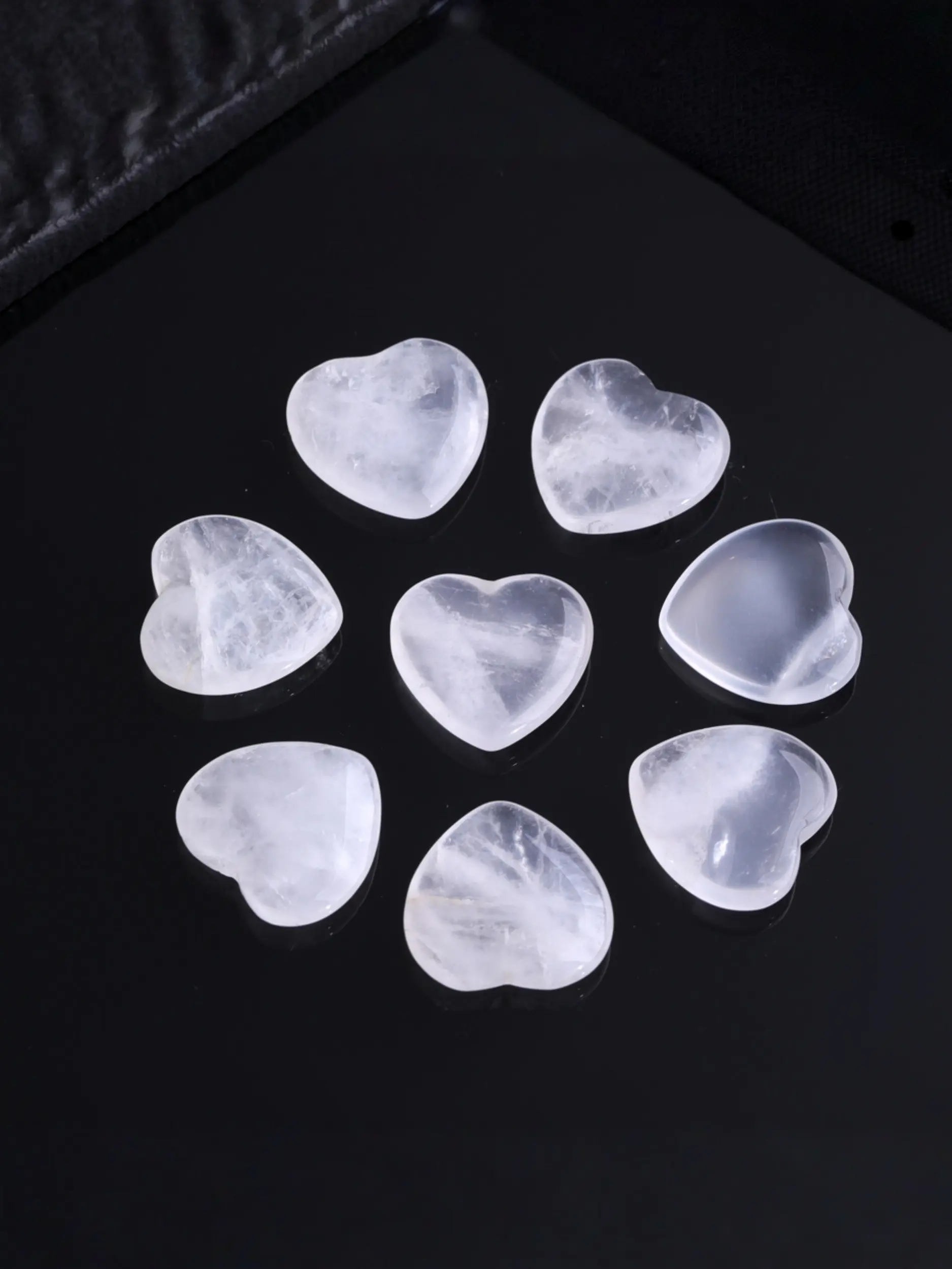 8pcs natural white crystal heart-shaped decorative stones, handmade non porous jewelry making materials, essential for DIY handicrafts