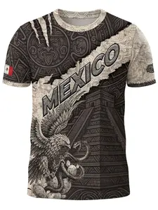 Aztec Pyramid and Eagle Stone Texture Mexican Heritage Shirt, Sporty Long Sleeve Slim Fit Top, Unisex Casual Wear, Casual Sports Tops