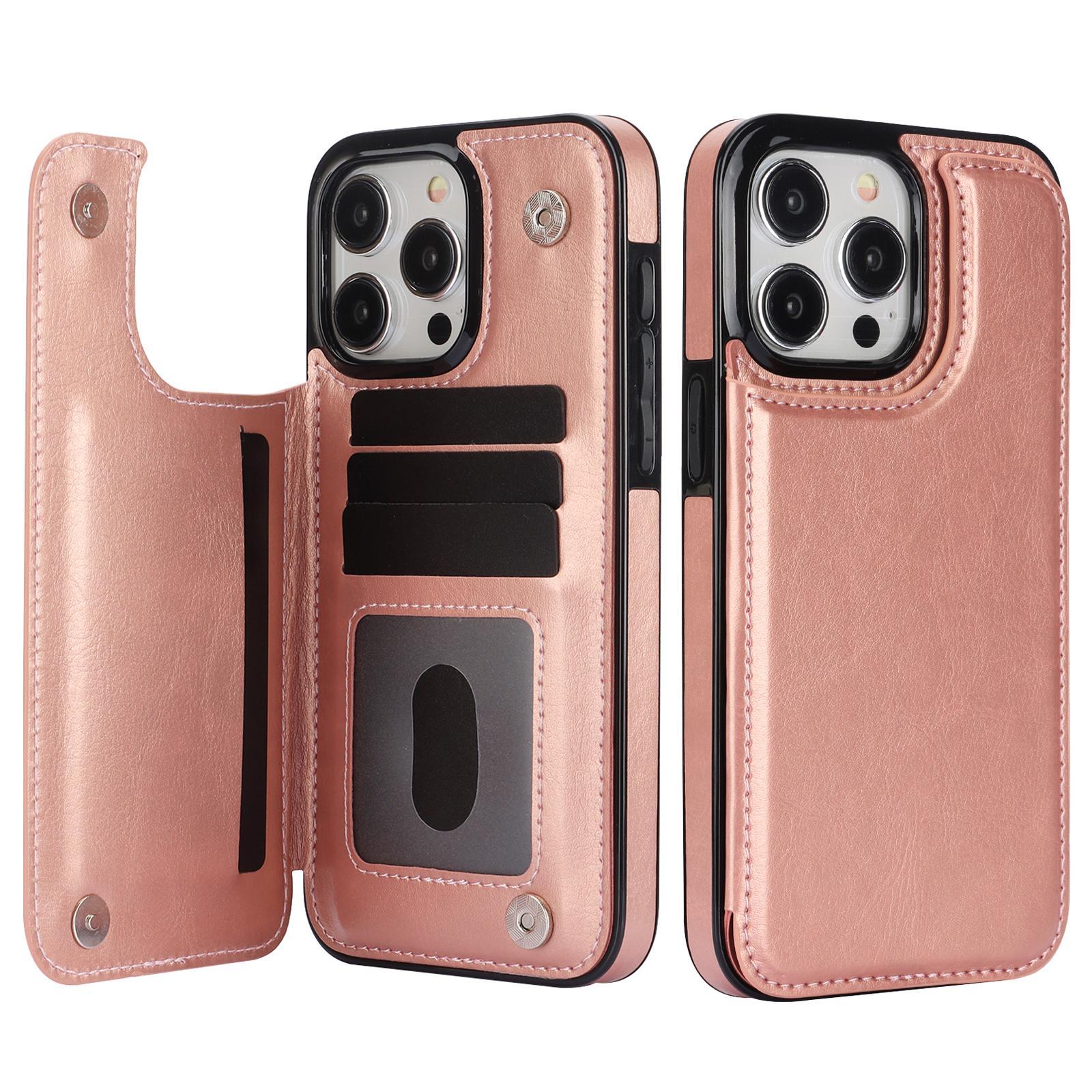 Retro Wallet Case for iPhone 17 16 Pro Max 15 14 13 12 Pro Max, PU Leather Flip Kickstand Card Slots Holder Case, Double Magnetic Clasp Shockproof Cover