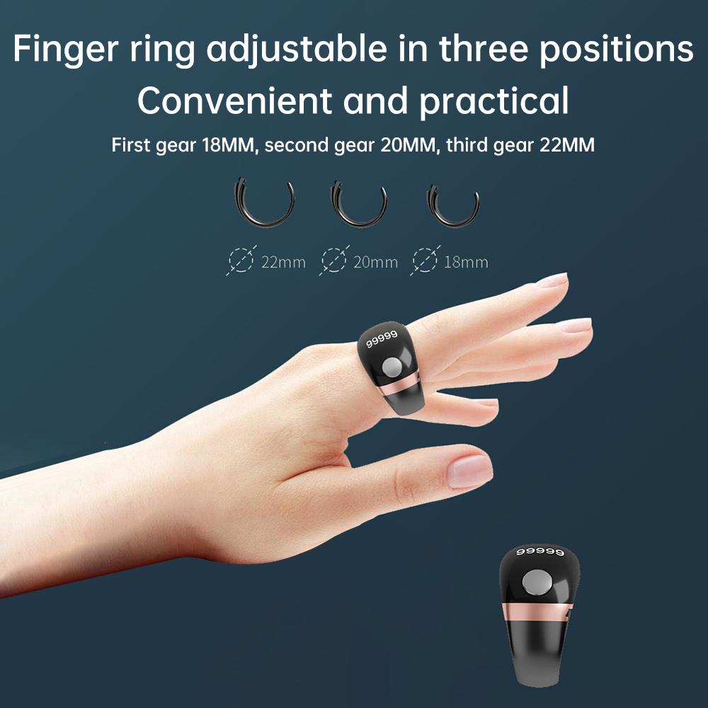 LCD Electronic Digital Tally Counter Smart Ring Point Marker Row Finger Counter Type-C Charging Ring Holder Mini Stitch Counter