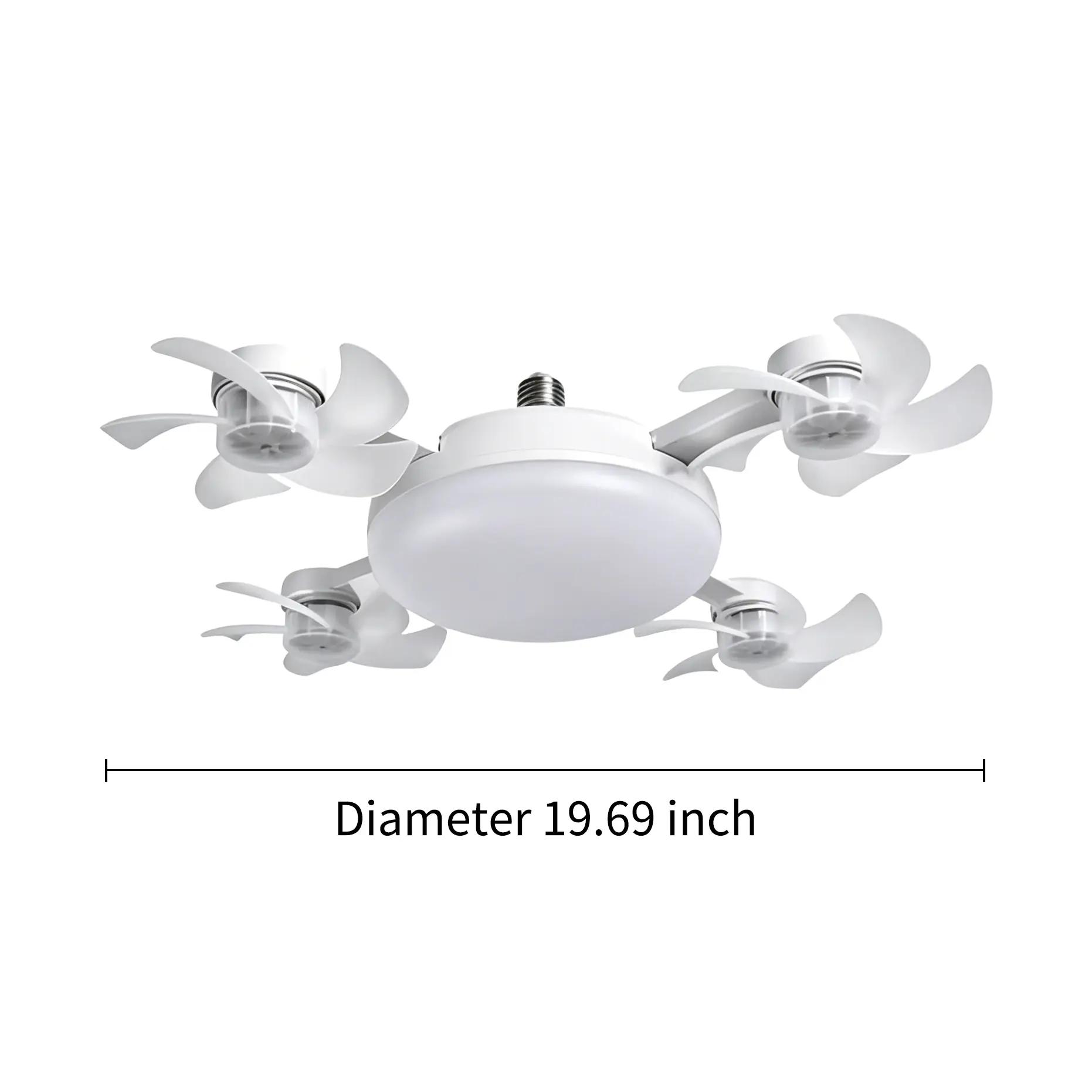 2026 New E26-E27 Socket 4-Blade Silent Cooling Fan with LED Lamp, 19.7-in 2-in-1 Combo, Remote Control, Energy-Saving, Foldable Design, AC Not Required for Home Dorms Bedrooms