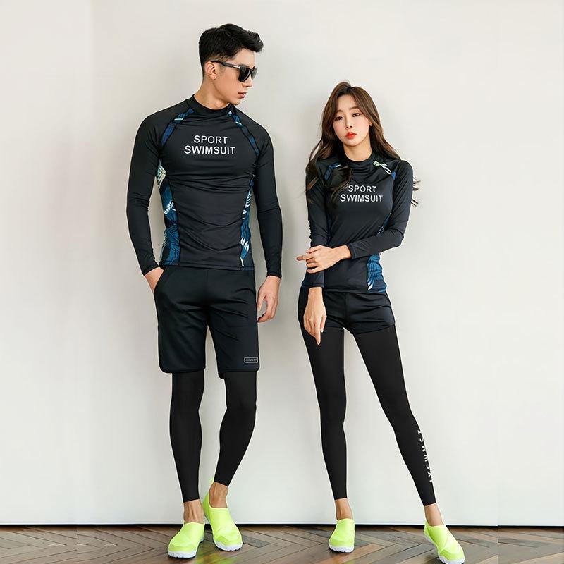 Men's 2-Piece Rash Guard Set - UPF 50+ Quick-Dry Swim Shirt & Shorts, Water Sports Outfit for Surfing, Snorkeling & Beach Wetsuit Long