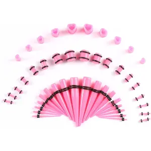 Ear Stretching Kit Gauges for Ears, 46 Pcs 14G-00G Ear Gauges Expander Set Acrylic Ear Tapers and Plugs Body Earring Piercing Kits color