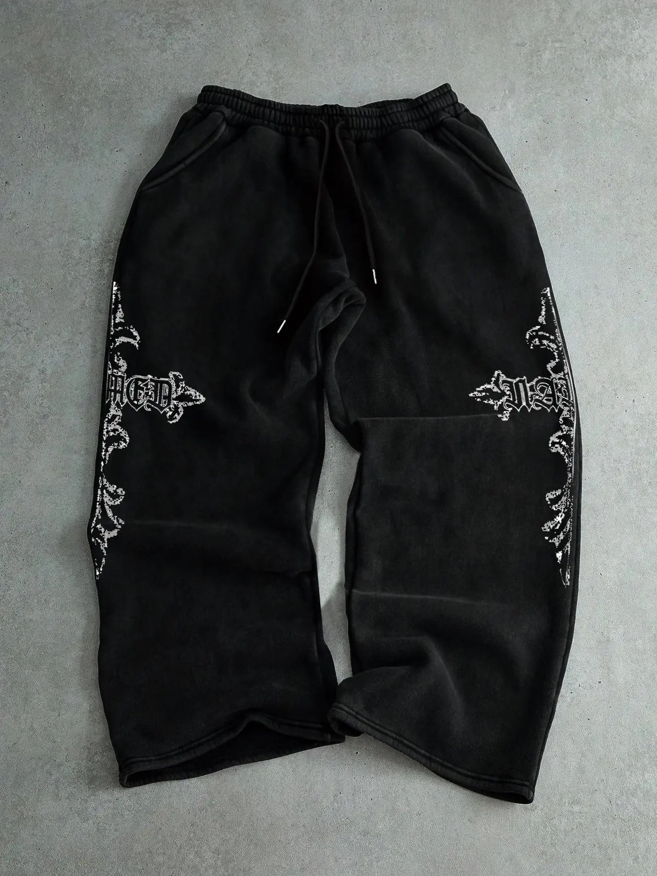 Men's Cross Print Drawstring Waist Sweatpants, Regular Fit Casual Comfy Pants for Daily Wear, Men's Trousers for Fall & Winter, Cross Pattern Sweatpants