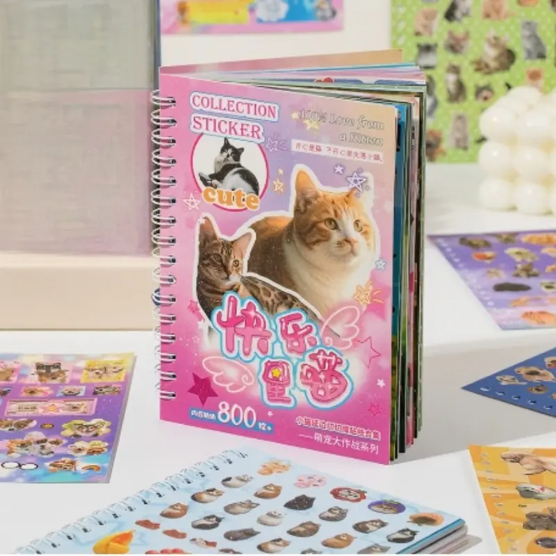 Cute Pet Battle Sticker Book, Hand Account Decoration Material, Cat and Dog Theme, Small Nose Stickers, Fun and Adorable Design