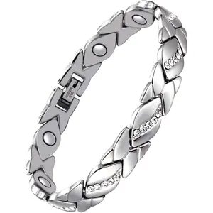 Leaf-shaped women's fashion bracelet for stress and anxiety relief, women's pure copper bracelet, super magnetic bracelet with 3500 Gauss magnets, crystal Mother's Day jewelry gift, size tool
