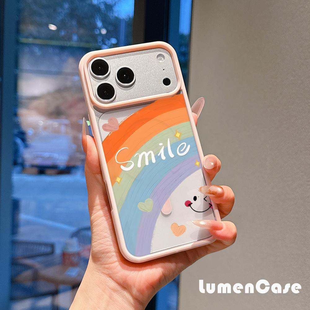 Rainbow smiley face pattern, macaron magnetic phone case, suitable for iPhone 17/16/15/14/13/12/11/Pro/Pro Max/Plus. A perfect gift for yourself, Valentine's Day, or for couples