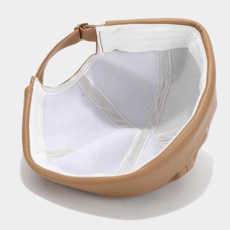 Adjustizable Retro Brimless PU Leather Docker Cap - Solid Color Brimless Hat Suitable for Non-Textile Adjustable Strap Casual & -Casual Wear Ideal for & Sensitive Light Beige