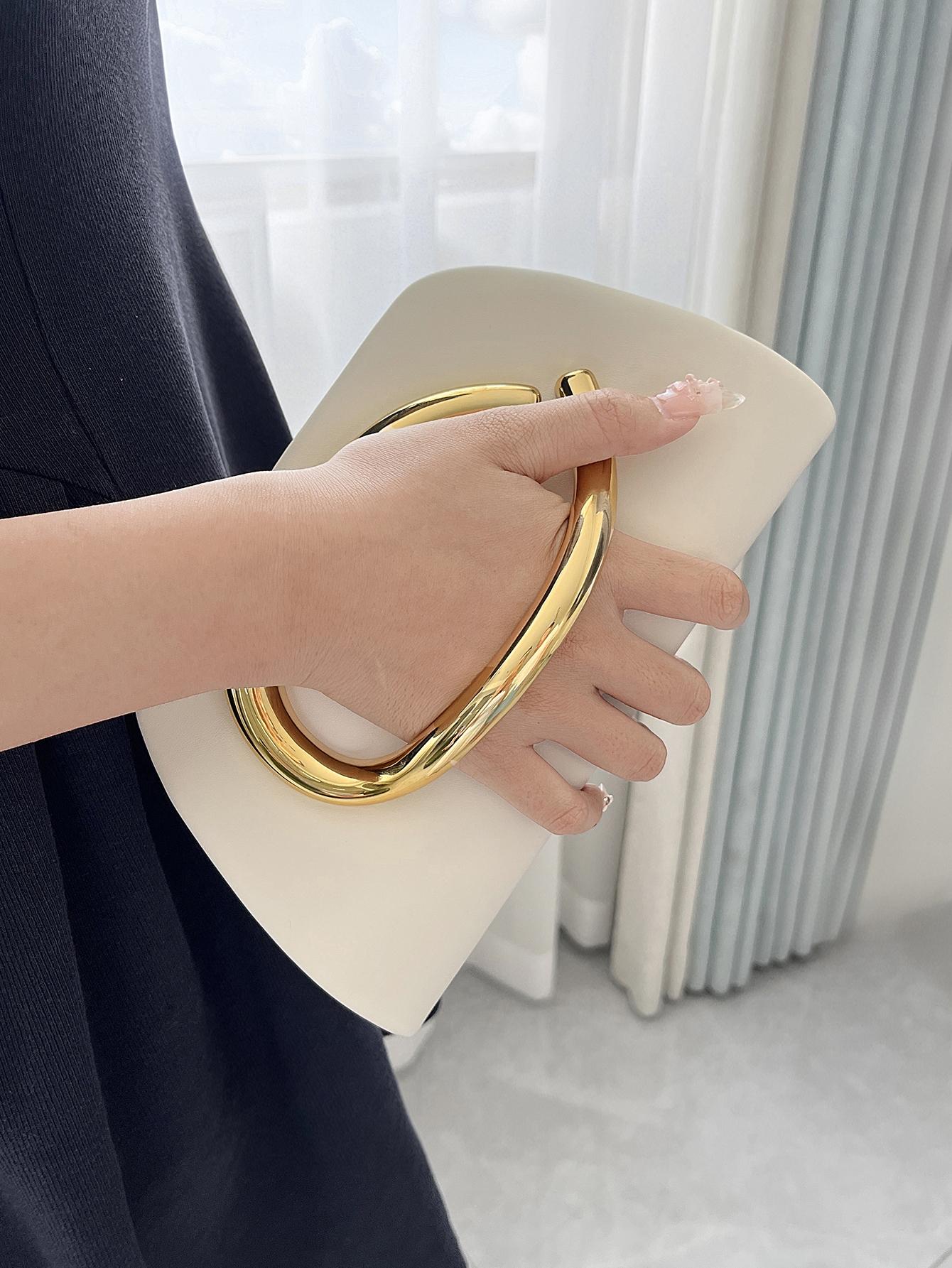 Elegant Women's Evening Clutch Bag, Detachable Shoulder Strap, Smooth Metal Decorations, Magnetic Closure, Perfect for Festivals & Parties, Elegant Stylish Purse