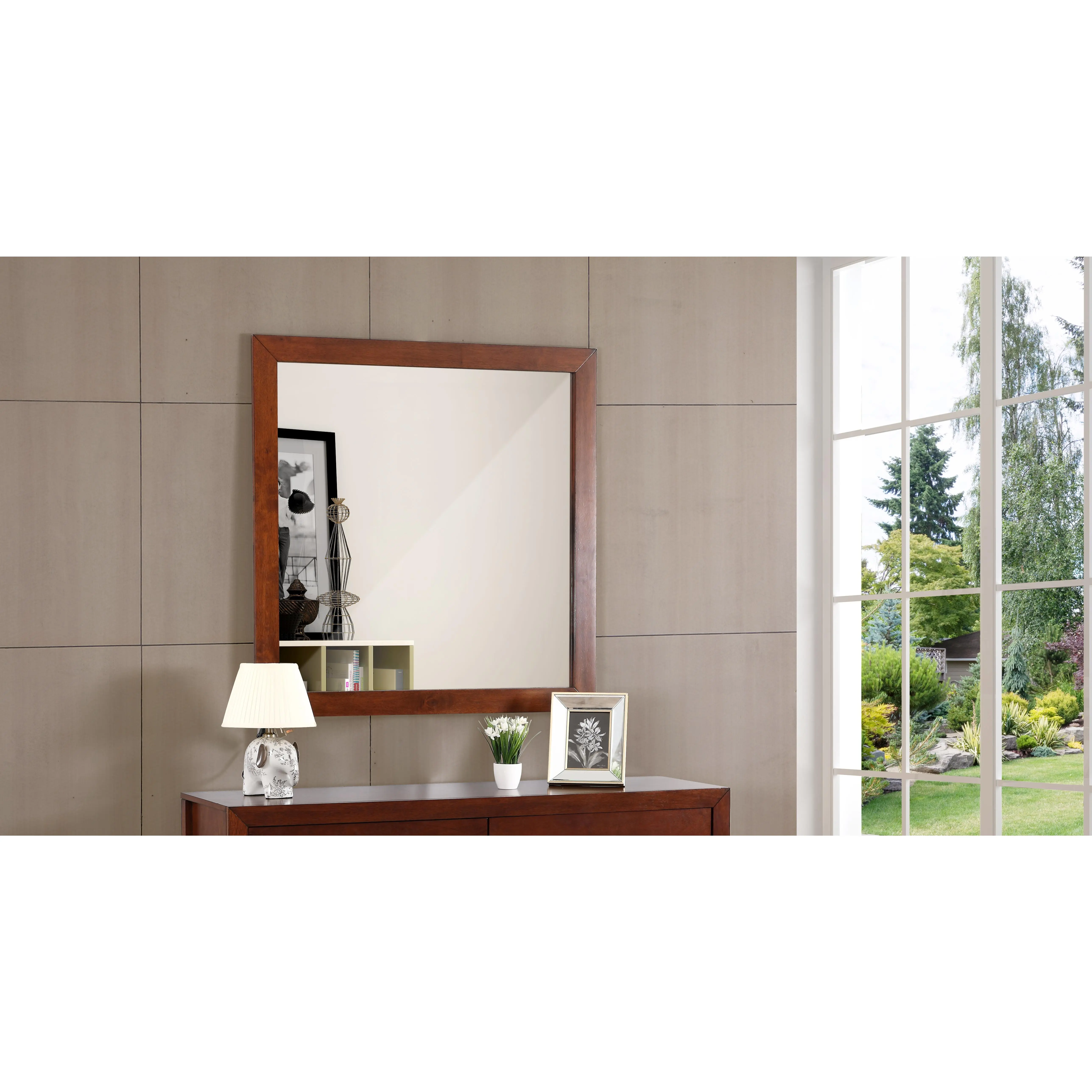 ARCH Burlington Cherry Finish Wall Mirror Cabinet for Bathroom, Vanity, Bedroom, Living Room, Entryway, Framed Rectangular Mirror with Storage Shelf, Modern Home Decor, Easy Mount, 24x30 Inches, Home Furniture and Household Product Search Terms