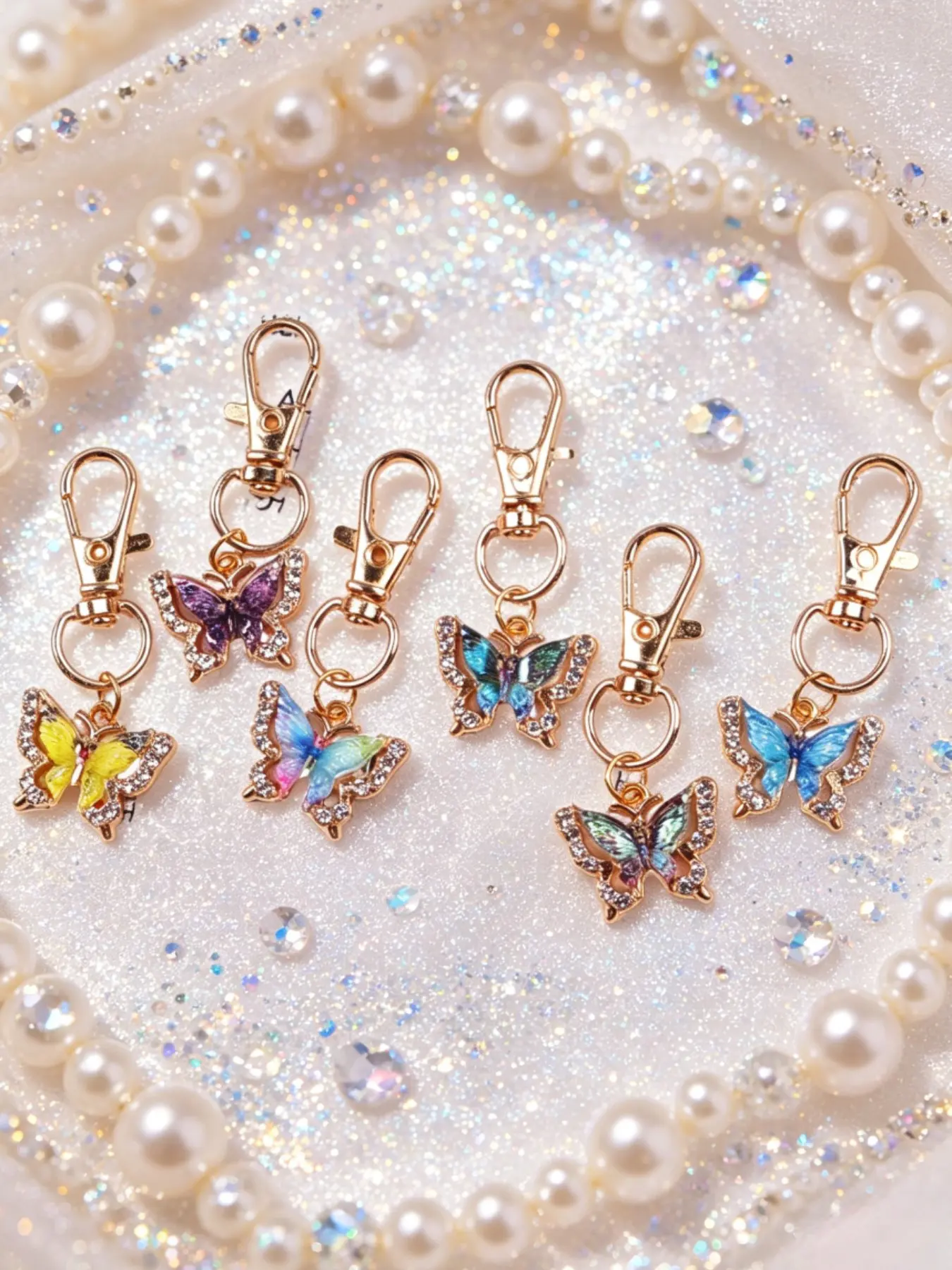 6pcs Butterfly Keychain, Key Rings, Pastel Colors, Inspirational Gifts for Women and Men, Birthday and Christmas Presents, Motivational Keepsakes