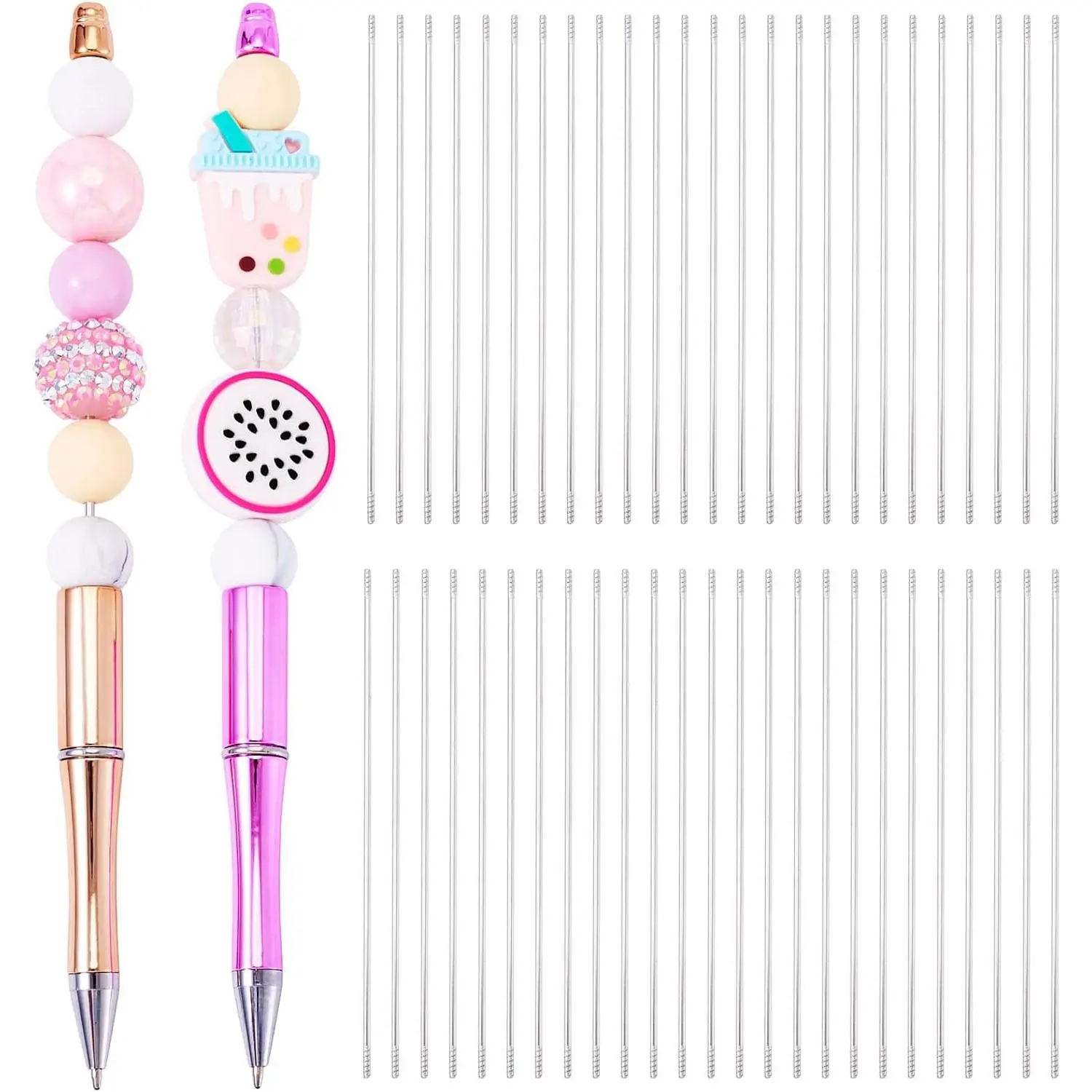 50 count Metal Blank Bars for Beadable Pens, Rust-Resistance Stainless Steel Beaded Rods  Beadpen Bar Extender  for DIY Pens Repair Craft Making Supplies 4.61 inches