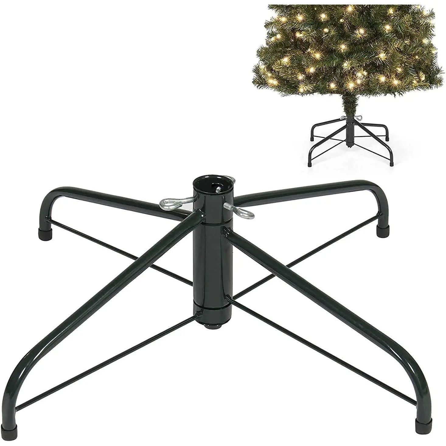 Replacement Christmas Tree Stand for Artificial Trees, Folding Christmas Tree Base for 4 Ft to 6 Ft Artificial Trees, Fits 0.5-1.25 Inch Tree Pole, Green