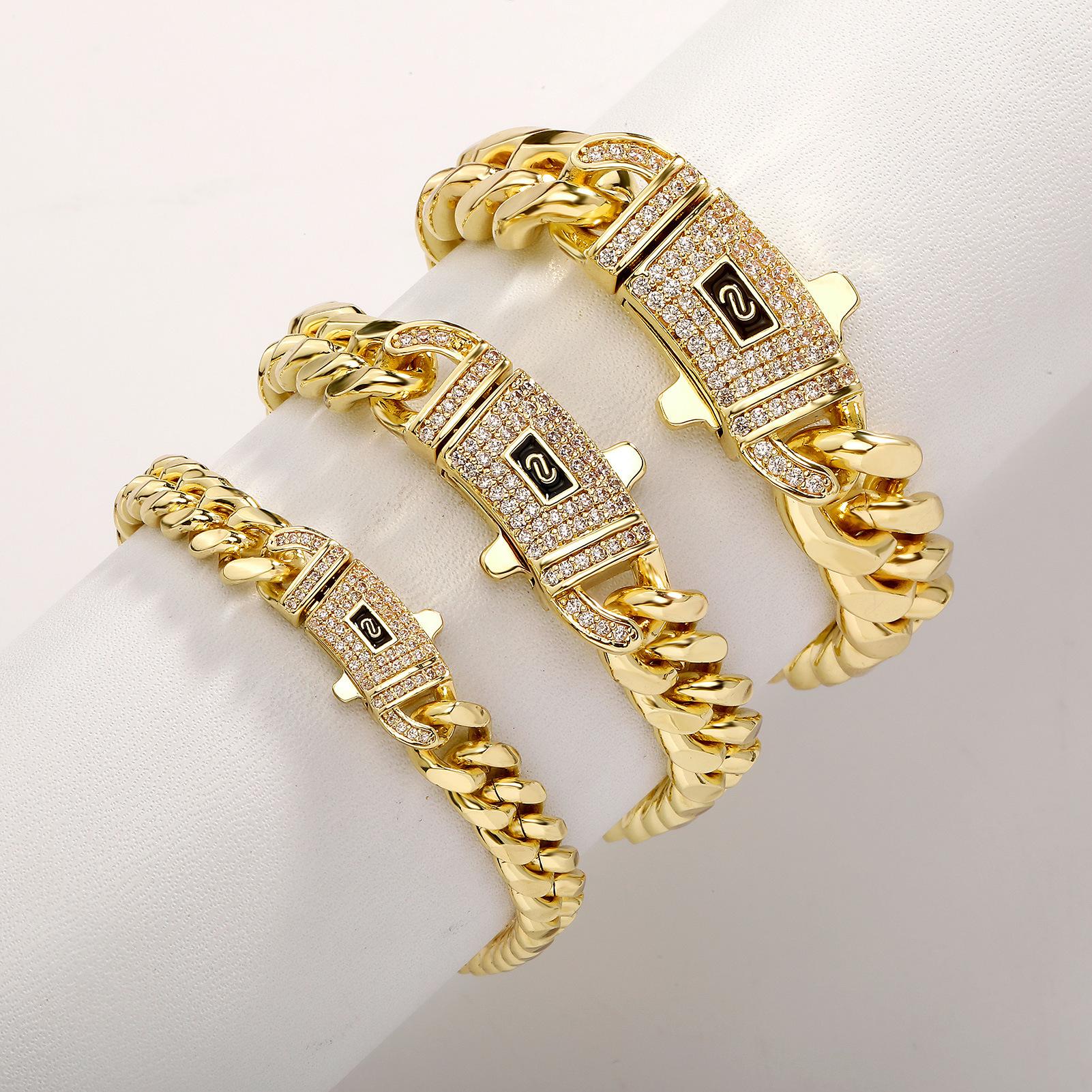 14K Gold-Plated Cuban Link Chain and Bracelet Set - PVD Anti-Tarnish Technology, Hypoallergenic and Water-Resistant Hip Hop Jewelry, Gift with Eternal Shine for Men