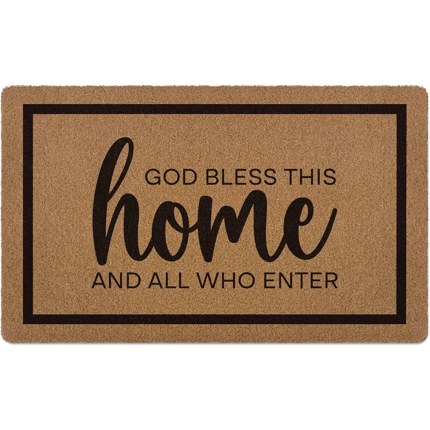Christian Door Mat, God Bless This  Doormat,  Verse Welcome Front Door Mat Indoor Outdoor Entrance, Scripture Artificial Coir Doormats Rugs for Patio Entry  Decor, 30x17in