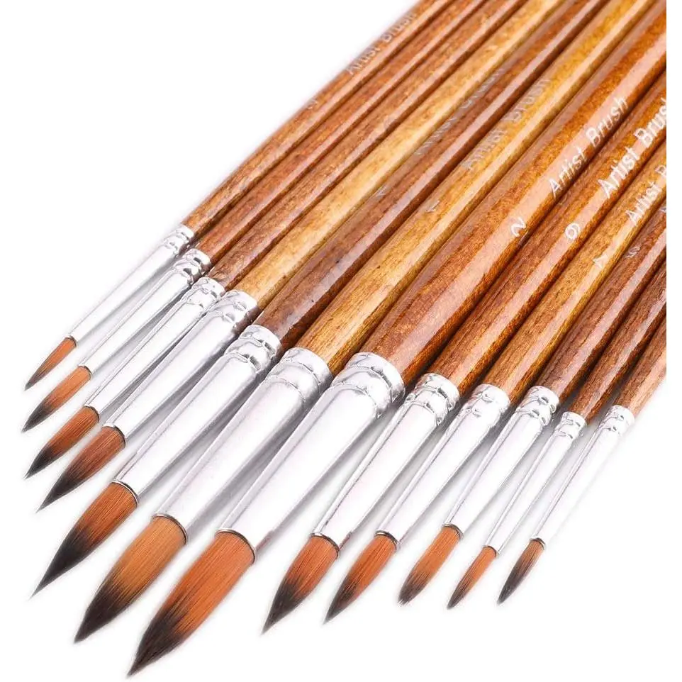 Watercolor  Brushes  12 count Round for Watercolor,  & Gouache