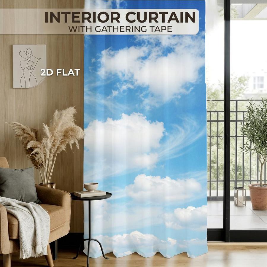 2Pcs Blue Sky White Cloud Pattern Landscape Sun Blocking Curtains Digital Printed Rod Pocket, Window Treatment For Bedroom Office Kitchen Living Room Study Home Decor
