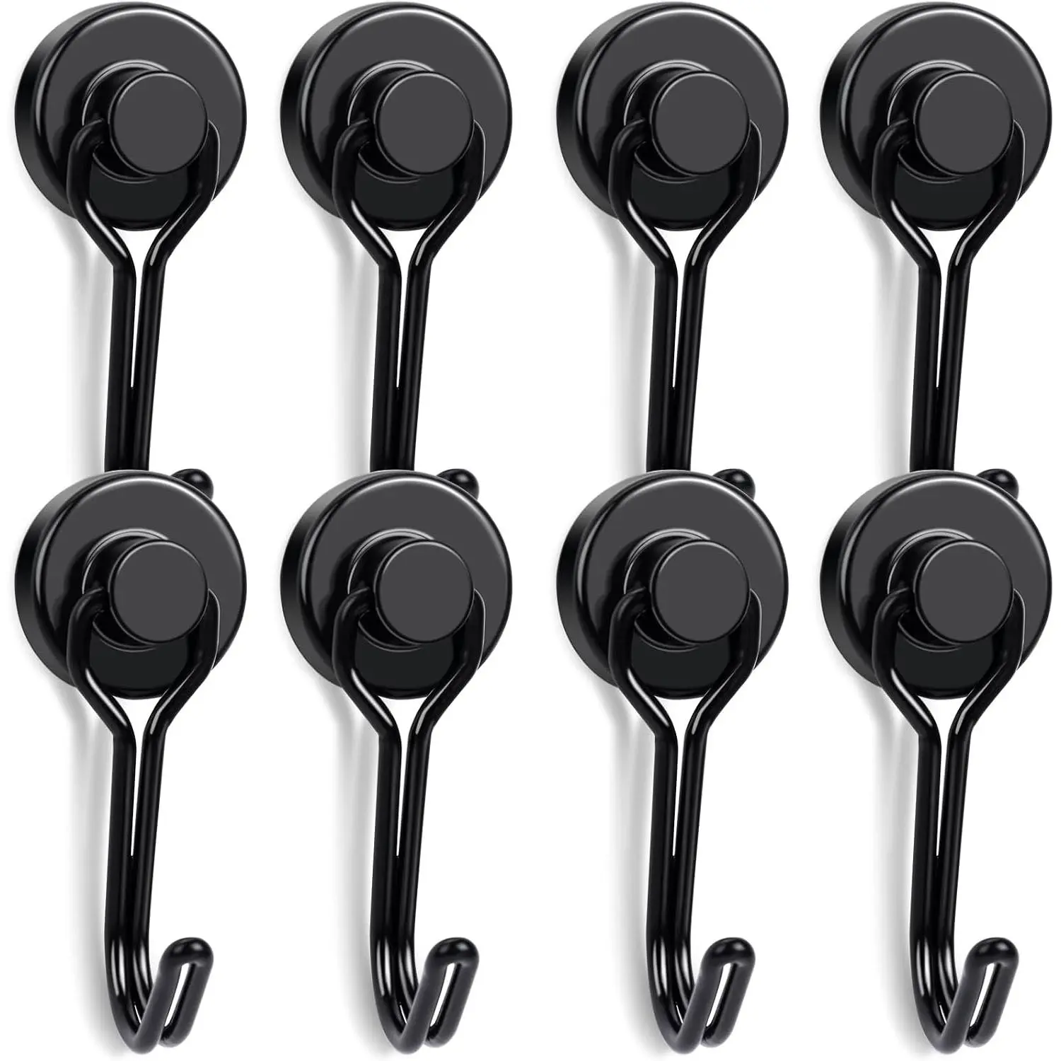 Swivl Swing Magntic Hooks 40LBS Black Rfrigrator Magnt Hook |  Nodymium Magnts for Cruis Cabins Rfrigrator  Garag Workshop Offic and Kitchn 8 Pack