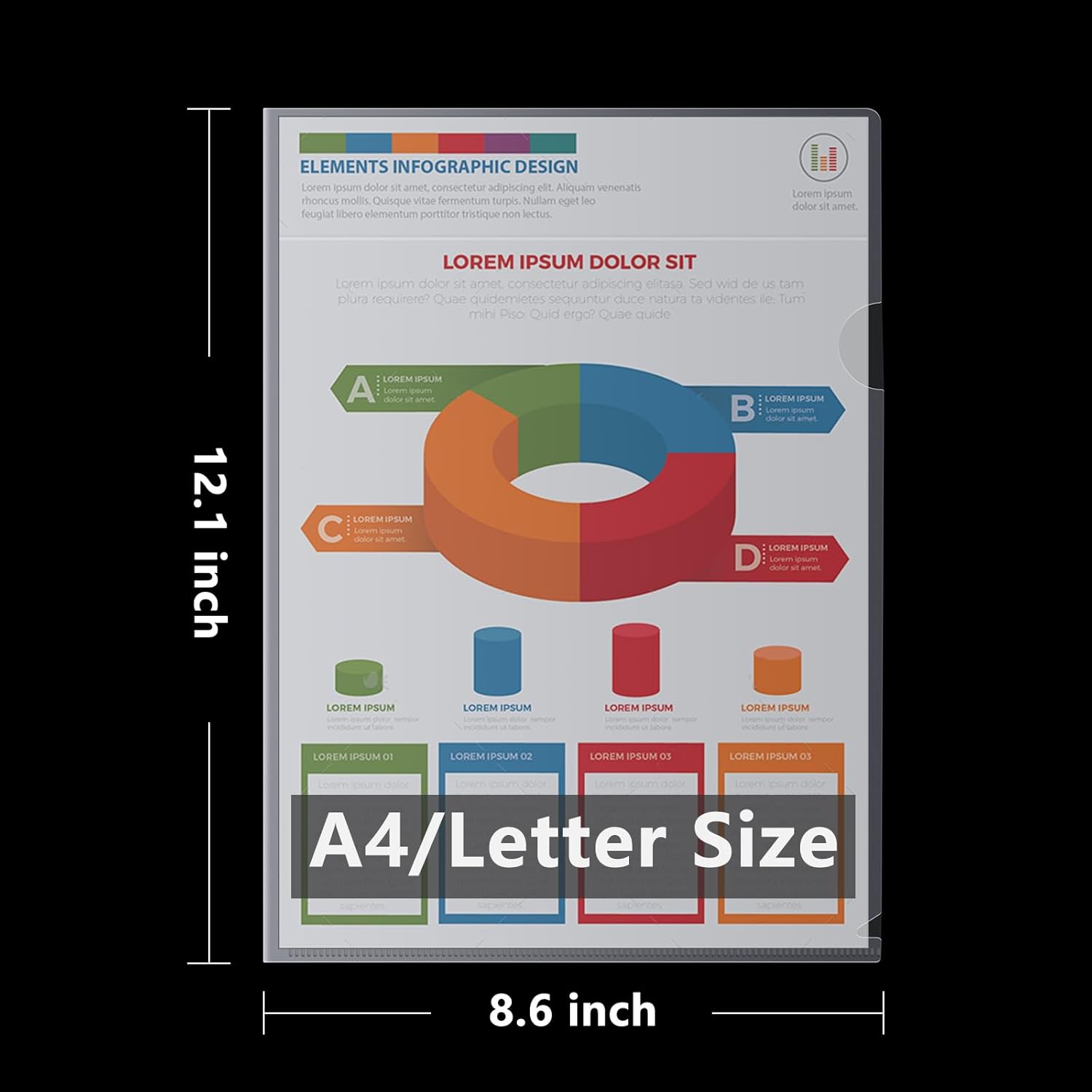 24 Pack Clear Plastic Document Folders Project Pockets for Letter Size A4 Papers, Transparent Sleeves