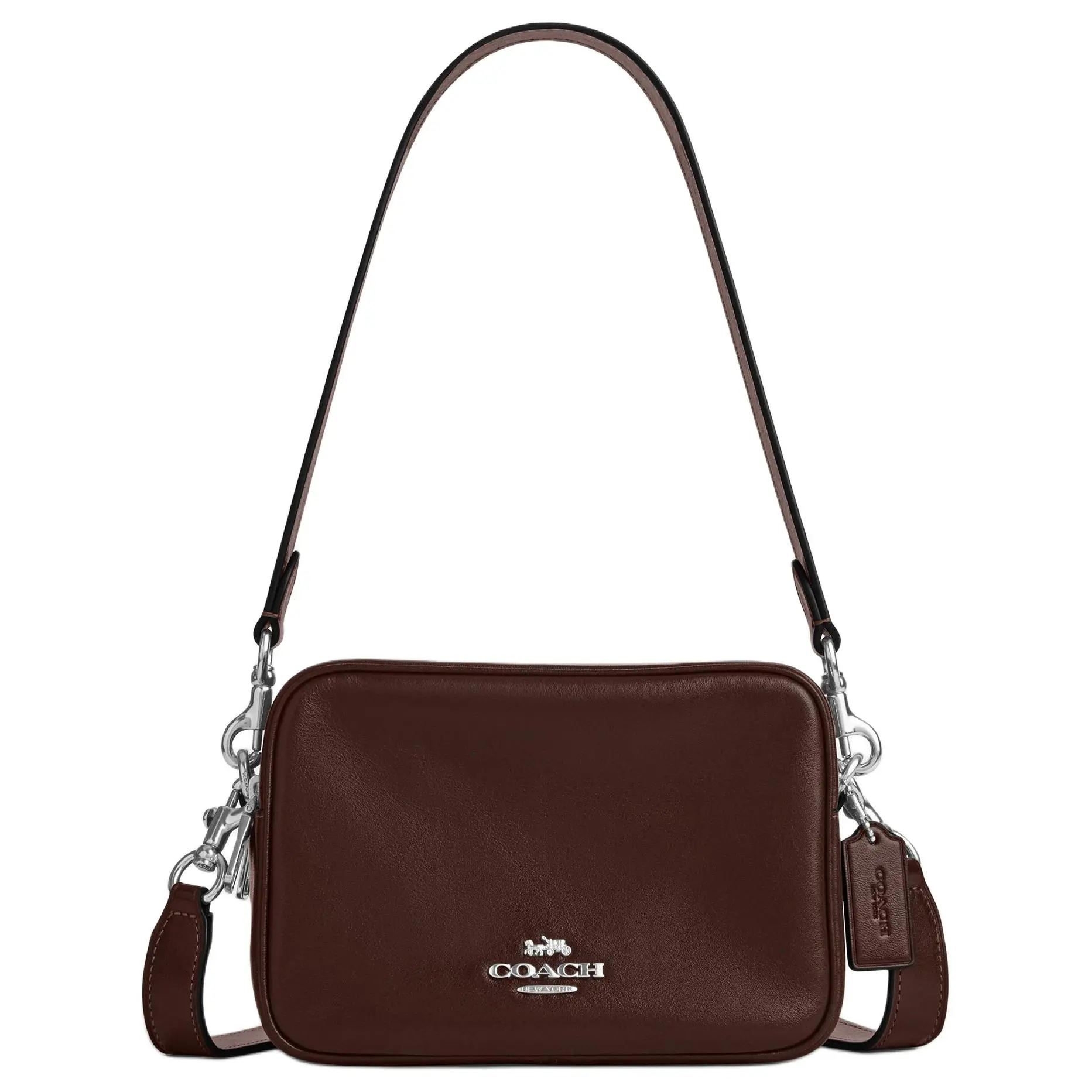 Coach Carey 19 Detachable Handle Double-Zip Crossbody Bag with Magnetic Closure, Toast-Style Camera Bag for Women, Maple Brown Genuine Leather