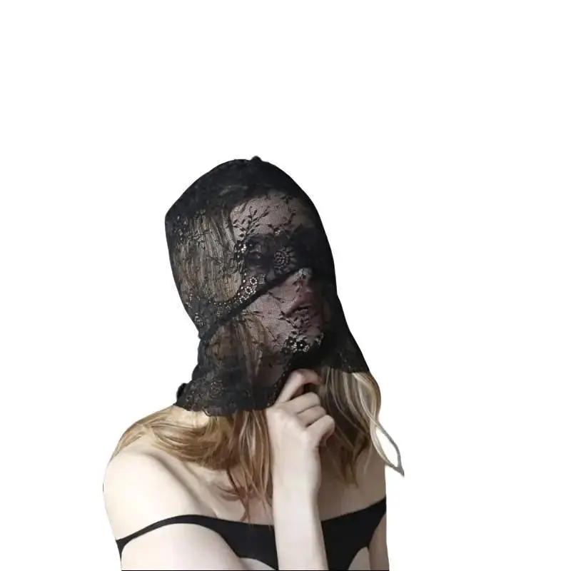 Gothic Floral Lace Veil Headpiece for Women, Lightweight Sheer Hood for Halloween Party, Masquerade & Cosplay, Mask Cosplay, Mysterious Vibe