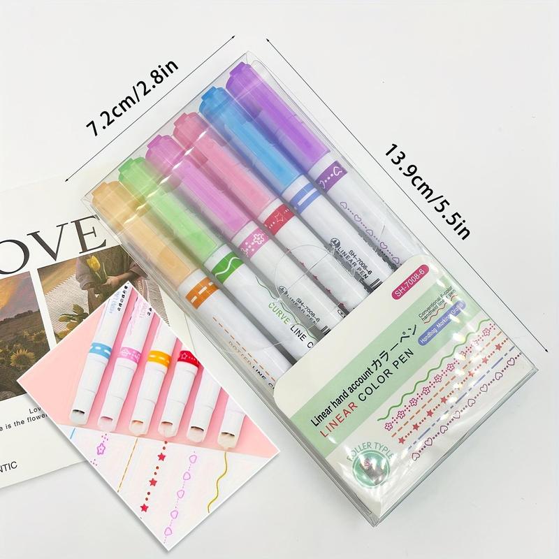 Flower Shaped Fine Line Marker Pen (6 Counts), Multifunctional Writing Tool, Art Markers, Note Taking Pen, Office Stationery & Supplies