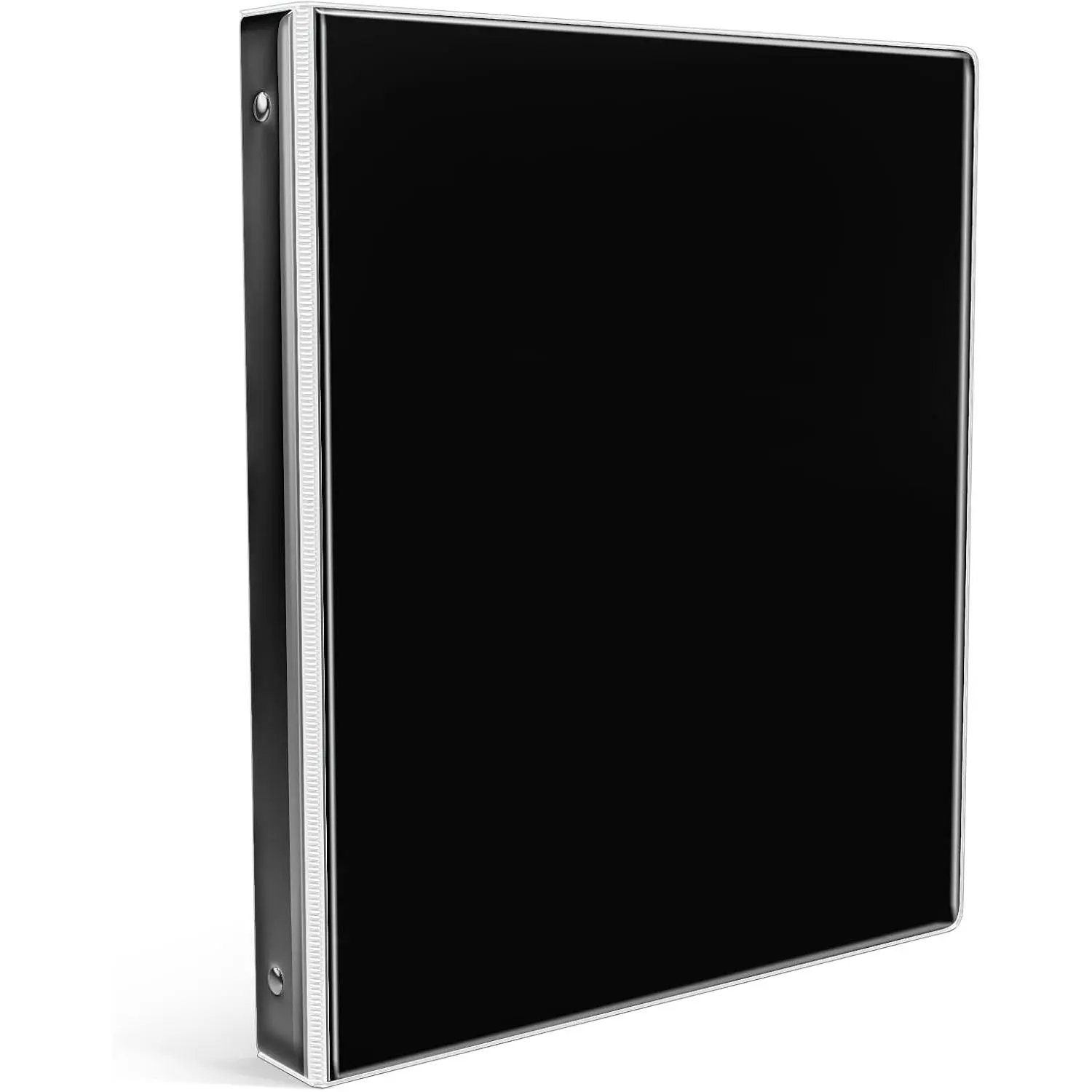 Cute 3 Ring Binder 1 Inch, Letter-Size PVC Cover (Black) | Water-proof, 2 Inner Pockets, Heavy Duty School Office Organizer, Recipe Binder