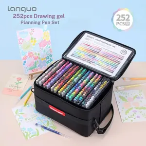Languo 252 Gel Pen Set with Portable Case, 0.6mm Fine Tip, Rich Colors, Ideal for Drawing, Coloring, DIY Crafts, Student Art Supplies