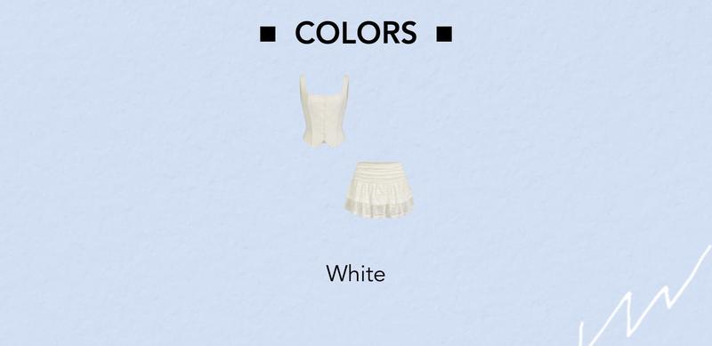 Cider Square Neck Floral Lace Cropped Top & Ruched Ruffled Mini Skirt Set